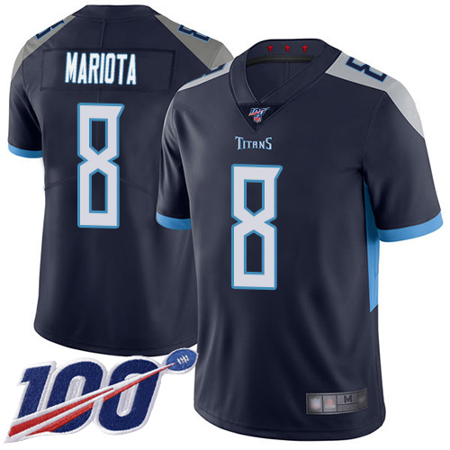 Tennessee Titans Limited Navy Blue Men Marcus Mariota Home Jersey NFL Football 8 100th Season Vapor Untouchable